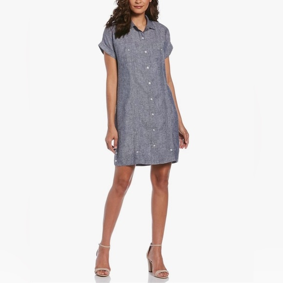 Cubavera Dresses & Skirts - Cubavera Guayabera short sleeve 100% linen dress with slip
